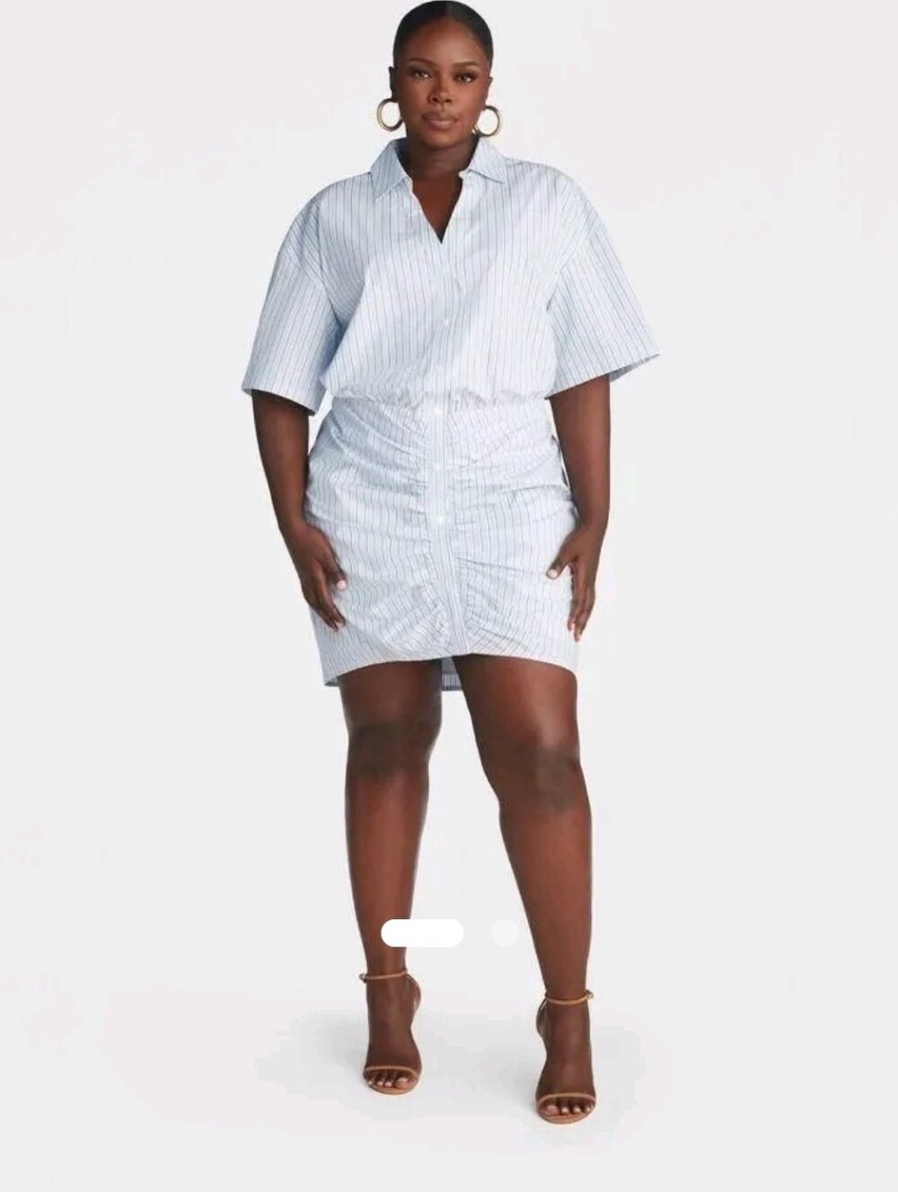 Kbb by Kahlana Women's Ruched Striped Shirt Dress Size 1X